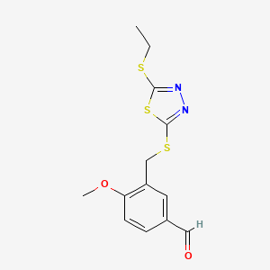 3-[(5-Ethylsulfanyl-1,3,4-thiadiazol-2-yl)sulfanylmethyl]-4-methoxybenzaldehyde