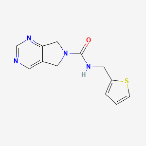 molecular formula C12H12N4OS B2671465 N-[(thiophen-2-yl)methyl]-5H,6H,7H-pyrrolo[3,4-d]pyrimidine-6-carboxamide CAS No. 1706415-06-6