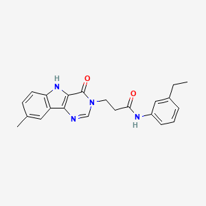 molecular formula C22H22N4O2 B2671466 N-(3-ethylphenyl)-3-{8-methyl-4-oxo-3H,4H,5H-pyrimido[5,4-b]indol-3-yl}propanamide CAS No. 1105247-47-9