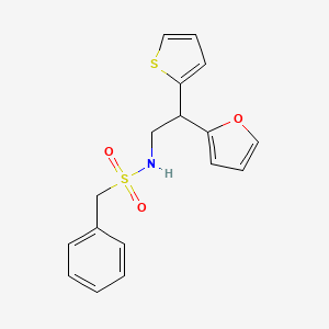 molecular formula C17H17NO3S2 B2671515 N-[2-(furan-2-yl)-2-(thiophen-2-yl)ethyl]-1-phenylmethanesulfonamide CAS No. 2097919-04-3