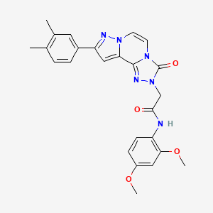 molecular formula C25H24N6O4 B2671519 N-(2,4-dimethoxyphenyl)-2-[11-(3,4-dimethylphenyl)-5-oxo-3,4,6,9,10-pentazatricyclo[7.3.0.02,6]dodeca-1(12),2,7,10-tetraen-4-yl]acetamide CAS No. 1206988-43-3