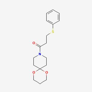 molecular formula C17H23NO3S B2671553 3-(Phenylthio)-1-(1,5-dioxa-9-azaspiro[5.5]undecan-9-yl)propan-1-one CAS No. 1351643-64-5