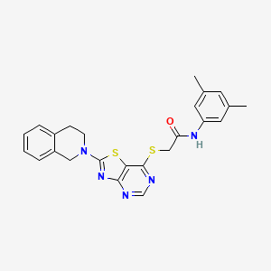 molecular formula C24H23N5OS2 B2671563 N-(3,5-dimethylphenyl)-2-{[2-(1,2,3,4-tetrahydroisoquinolin-2-yl)-[1,3]thiazolo[4,5-d]pyrimidin-7-yl]sulfanyl}acetamide CAS No. 1189897-79-7
