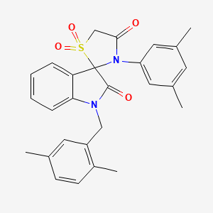 molecular formula C27H26N2O4S B2671565 1-(2,5-Dimethylbenzyl)-3'-(3,5-dimethylphenyl)spiro[indoline-3,2'-thiazolidine]-2,4'-dione 1',1'-dioxide CAS No. 941887-42-9