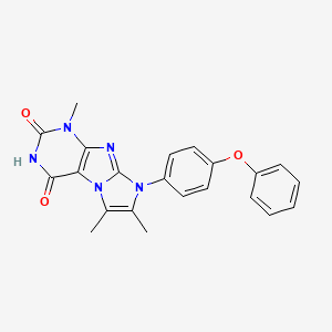 molecular formula C22H19N5O3 B2671569 1,6,7-trimethyl-8-(4-phenoxyphenyl)-1H-imidazo[2,1-f]purine-2,4(3H,8H)-dione CAS No. 879454-10-1