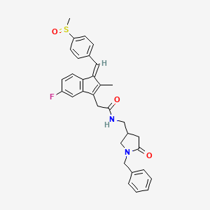 molecular formula C32H31FN2O3S B2671578 N-[(1-benzyl-5-oxopyrrolidin-3-yl)methyl]-2-[(1Z)-5-fluoro-1-[(4-methanesulfinylphenyl)methylidene]-2-methyl-1H-inden-3-yl]acetamide CAS No. 2415641-94-8