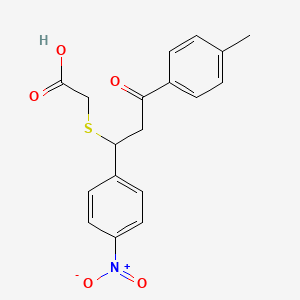 2-((1-(4-Nitrophenyl)-3-oxo-3-(p-tolyl)propyl)thio)acetic acid