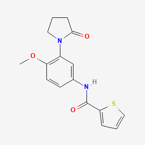molecular formula C16H16N2O3S B2671618 N-[4-methoxy-3-(2-oxopyrrolidin-1-yl)phenyl]thiophene-2-carboxamide CAS No. 941957-47-7
