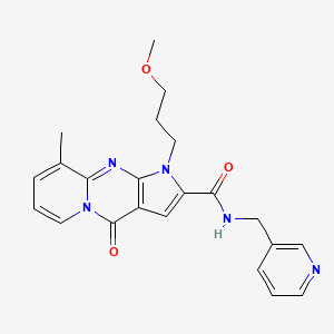 molecular formula C22H23N5O3 B2671632 1-(3-methoxypropyl)-9-methyl-4-oxo-N-(pyridin-3-ylmethyl)-1,4-dihydropyrido[1,2-a]pyrrolo[2,3-d]pyrimidine-2-carboxamide CAS No. 900882-33-9