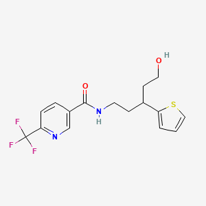 molecular formula C16H17F3N2O2S B2671634 N-(5-hydroxy-3-(thiophen-2-yl)pentyl)-6-(trifluoromethyl)nicotinamide CAS No. 2034467-21-3