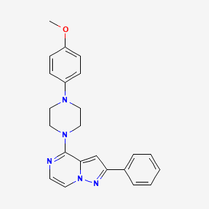 molecular formula C23H23N5O B2671643 4-(4-(4-Methoxyphenyl)piperazin-1-yl)-2-phenylpyrazolo[1,5-a]pyrazine CAS No. 1111295-60-3