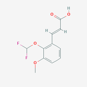 molecular formula C11H10F2O4 B2671645 3-[2-(二氟甲氧基)-3-甲氧基苯基]丙-2-烯酸 CAS No. 854137-62-5