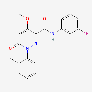 molecular formula C19H16FN3O3 B2671670 N-(3-fluorophenyl)-4-methoxy-1-(2-methylphenyl)-6-oxo-1,6-dihydropyridazine-3-carboxamide CAS No. 942004-79-7