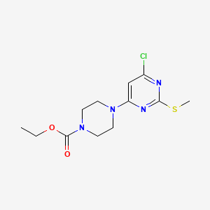 molecular formula C12H17ClN4O2S B2671727 Ethyl 4-(6-chloro-2-(methylsulfanyl)-4-pyrimidinyl)tetrahydro-1(2H)-pyrazinecarboxylate CAS No. 339017-78-6