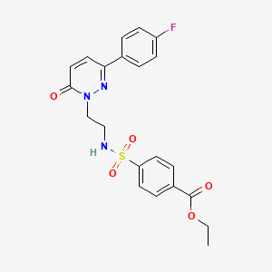 molecular formula C21H20FN3O5S B2671739 ethyl 4-({2-[3-(4-fluorophenyl)-6-oxo-1,6-dihydropyridazin-1-yl]ethyl}sulfamoyl)benzoate CAS No. 921553-37-9
