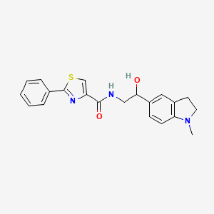 molecular formula C21H21N3O2S B2671743 N-(2-hydroxy-2-(1-methylindolin-5-yl)ethyl)-2-phenylthiazole-4-carboxamide CAS No. 1705037-49-5