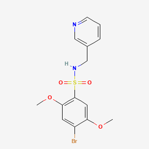 molecular formula C14H15BrN2O4S B2671749 4-bromo-2,5-dimethoxy-N-(pyridin-3-ylmethyl)benzenesulfonamide CAS No. 409357-64-8