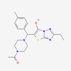 1-(4-((2-Ethyl-6-hydroxythiazolo[3,2-b][1,2,4]triazol-5-yl)(p-tolyl)methyl)piperazin-1-yl)ethanone