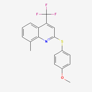 molecular formula C18H14F3NOS B2671769 Methyl 4-{[8-methyl-4-(trifluoromethyl)-2-quinolinyl]sulfanyl}phenyl ether CAS No. 338750-06-4