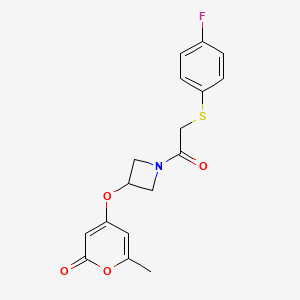 4-((1-(2-((4-fluorophenyl)thio)acetyl)azetidin-3-yl)oxy)-6-methyl-2H-pyran-2-one