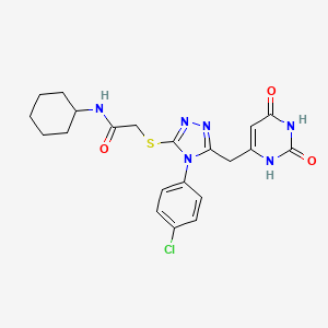 2-((4-(4-chlorophenyl)-5-((2,6-dioxo-1,2,3,6-tetrahydropyrimidin-4-yl)methyl)-4H-1,2,4-triazol-3-yl)thio)-N-cyclohexylacetamide