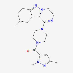 1-(1,3-dimethyl-1H-pyrazole-5-carbonyl)-4-{9-methyl-7H,8H,9H,10H-pyrazino[1,2-b]indazol-1-yl}piperazine