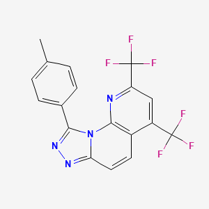 molecular formula C18H10F6N4 B2671814 9-(4-Methylphenyl)-2,4-bis(trifluoromethyl)[1,2,4]triazolo[4,3-a][1,8]naphthyridine CAS No. 338962-35-9