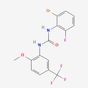 molecular formula C15H11BrF4N2O2 B2671817 1-(2-Bromo-6-fluorophenyl)-3-(2-methoxy-5-(trifluoromethyl)phenyl)urea CAS No. 917389-23-2