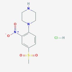 molecular formula C11H16ClN3O4S B2671820 1-(4-甲烷磺酰-2-硝基苯基)哌嗪盐酸盐 CAS No. 1172263-55-6