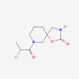 molecular formula C10H15ClN2O3 B2671832 9-(2-Chloropropanoyl)-1-oxa-3,9-diazaspiro[4.5]decan-2-one CAS No. 2411195-81-6