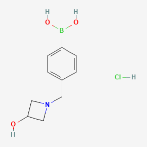 molecular formula C10H15BClNO3 B2671835 4-[(3-Hydroxy-1-azetidinyl)methyl]phenylboronic Acid Hydrochloride CAS No. 2304634-19-1