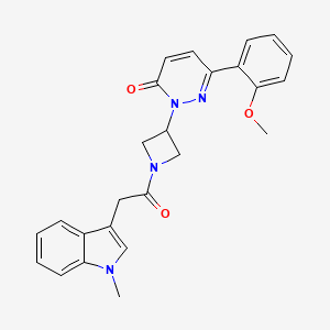 molecular formula C25H24N4O3 B2671837 6-(2-Methoxyphenyl)-2-[1-[2-(1-methylindol-3-yl)acetyl]azetidin-3-yl]pyridazin-3-one CAS No. 2380189-11-5