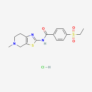 molecular formula C16H20ClN3O3S2 B2671840 4-(乙磺酰基)-N-(5-甲基-4,5,6,7-四氢噻唑并[5,4-c]吡啶-2-基)苯甲酰胺盐酸盐 CAS No. 1185068-44-3