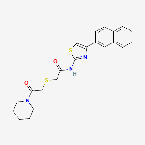 molecular formula C22H23N3O2S2 B2671870 N-(4-(naphthalen-2-yl)thiazol-2-yl)-2-((2-oxo-2-(piperidin-1-yl)ethyl)thio)acetamide CAS No. 681224-18-0