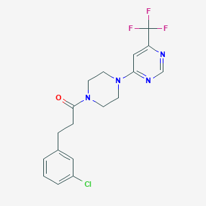 3-(3-Chlorophenyl)-1-(4-(6-(trifluoromethyl)pyrimidin-4-yl)piperazin-1-yl)propan-1-one