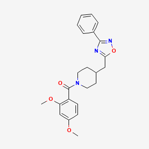 molecular formula C23H25N3O4 B2671894 1-(2,4-Dimethoxybenzoyl)-4-[(3-phenyl-1,2,4-oxadiazol-5-yl)methyl]piperidine CAS No. 1775399-42-2