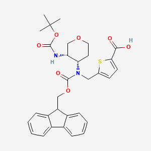 molecular formula C31H34N2O7S B2671905 5-[[9H-Fluoren-9-ylmethoxycarbonyl-[(3S,4S)-3-[(2-methylpropan-2-yl)oxycarbonylamino]oxan-4-yl]amino]methyl]thiophene-2-carboxylic acid CAS No. 2137143-05-4