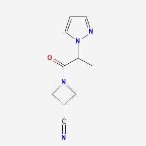 molecular formula C10H12N4O B2671907 1-(2-(1H-pyrazol-1-yl)propanoyl)azetidine-3-carbonitrile CAS No. 2034418-33-0
