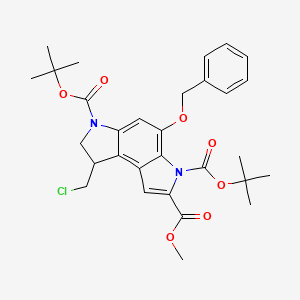 molecular formula C30H35ClN2O7 B2671910 3,6-Di-tert-butyl 2-methyl 4-(benzyloxy)-8-(chloromethyl)-7,8-dihydropyrrolo[3,2-e]indole-2,3,6-tricarboxylate CAS No. 539856-46-7