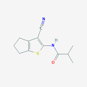 molecular formula C12H14N2OS B2671911 N-(3-cyano-5,6-dihydro-4H-cyclopenta[b]thiophen-2-yl)isobutyramide CAS No. 300712-74-7