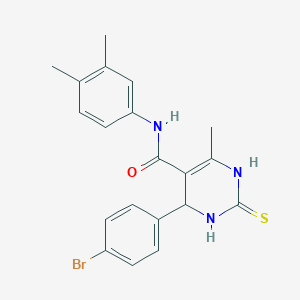 molecular formula C20H20BrN3OS B2671920 4-(4-bromophenyl)-N-(3,4-dimethylphenyl)-6-methyl-2-thioxo-1,2,3,4-tetrahydropyrimidine-5-carboxamide CAS No. 406691-86-9