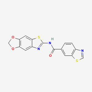 molecular formula C16H9N3O3S2 B2671929 N-([1,3]dioxolo[4,5-f][1,3]benzothiazol-6-yl)-1,3-benzothiazole-6-carboxamide CAS No. 892853-54-2