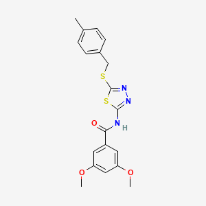 molecular formula C19H19N3O3S2 B2671930 3,5-dimethoxy-N-(5-((4-methylbenzyl)thio)-1,3,4-thiadiazol-2-yl)benzamide CAS No. 868976-51-6