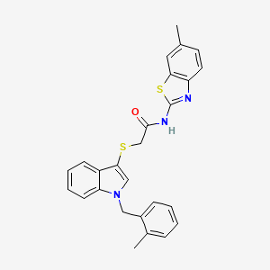 molecular formula C26H23N3OS2 B2671940 N-(6-methylbenzo[d]thiazol-2-yl)-2-((1-(2-methylbenzyl)-1H-indol-3-yl)thio)acetamide CAS No. 851412-48-1