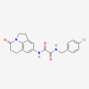 molecular formula C20H18ClN3O3 B2671948 N'-[(4-chlorophenyl)methyl]-N-{11-oxo-1-azatricyclo[6.3.1.0^{4,12}]dodeca-4(12),5,7-trien-6-yl}ethanediamide CAS No. 898435-47-7