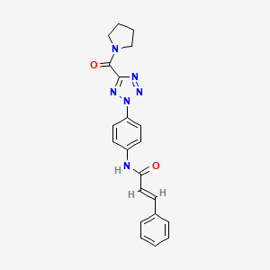 molecular formula C21H20N6O2 B2671950 N-(4-(5-(pyrrolidine-1-carbonyl)-2H-tetrazol-2-yl)phenyl)cinnamamide CAS No. 1396890-62-2