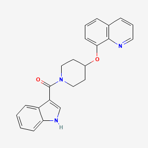molecular formula C23H21N3O2 B2671972 (1H-吲哚-3-基)(4-(喹啉-8-氧基)哌啶-1-基)甲酮 CAS No. 2034316-71-5