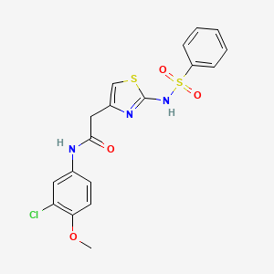 molecular formula C18H16ClN3O4S2 B2671973 N-(3-chloro-4-methoxyphenyl)-2-(2-(phenylsulfonamido)thiazol-4-yl)acetamide CAS No. 922026-35-5