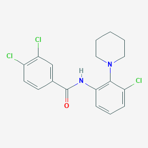 molecular formula C18H17Cl3N2O B2671979 3,4-dichloro-N-(3-chloro-2-piperidinophenyl)benzenecarboxamide CAS No. 383145-55-9