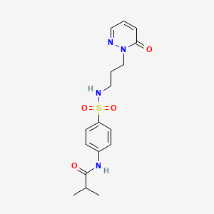 molecular formula C17H22N4O4S B2671981 N-(4-(N-(3-(6-oxopyridazin-1(6H)-yl)propyl)sulfamoyl)phenyl)isobutyramide CAS No. 1203139-31-4